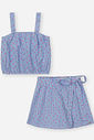 Conjunto Infantil Cropped e Shorts-Saia Florzinhas Provence