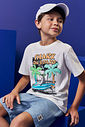 Conjunto Menino Camiseta Tubarão de Bicicleta e Bermuda Jeans Médio