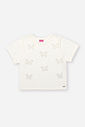 Blusa Infantil Boxy com Borboletas e Strass – Camiseta Menina em Meia Malha Verão NATURAL
