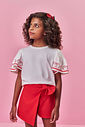 Conjunto Infantil Menina Blusa Morangos e Short-Saia com Glitter
