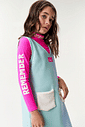 Jardineira Color Block E Blusa Rosa, Verde E Azul CTV