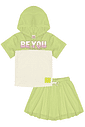 Conjunto Blusa E Short-Saia Com Tela Amarelo Neon E Natural CTV Conjunto Blusa E Short-Saia Com Tela Amarelo Neon E Natural CTV