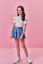 Blusa Boxy Infantil Menina com Strass e Corações Natural