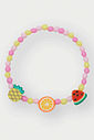 Vestido Menina Frutas com Pulseira Off White Mundo Cinti