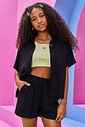 Conjunto Teen Feminino Camisa, Short E Top Preto E Verde Dway