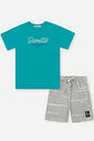 Conjunto Infantil Camiseta e Bermuda de Moletom Riscado Clorophila