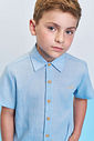 Conjunto Infantil Menino Camisa Denim e Bermuda de Linho
