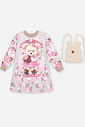 Vestido Menina com Mochila Ursa HOWDY Mundo Cinti RS JELLY/BG AREIA