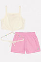 CONJ BLUSA E SHORTS NATURAL/RS BARBIE