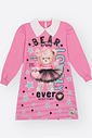 Vestido Infantil Rosa Estampa Ursinha e Estrelas – Vestido Menina de Inverno Mundo Cinti