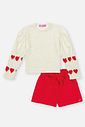 Conjunto Infantil Menina Blusa E Short Corações Vermelho Mundo Cinti