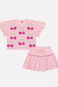 Conjunto Infantil Menina Tutti-Frutti Blusa E Short Listras Rosa Mundo Cinti