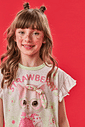 Conjunto Infantil Menina Blusa Cropped E Shorts-Saia Strawberry Off White E Verde Cinti