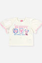 Conjunto Infantil Menina Blusa Boxy e Short Sea Shell com Strass