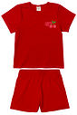 Conjunto Infantil Blusa Cherry Lady e Shorts Vermelho