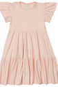 Vestido Infantil em Camadas Manga Curta Rosa
