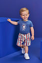 Conjunto Bebê Menino Urso Surfista Body e Bermuda Listrada Denim