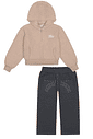 CONJ BLUSAO E CALCA BG AREIA/PRETO JEANS
