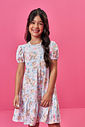 Vestido Infantil em New Stretch com Estampa de Ursinhas – Vestido Menina Verão Azul Porcelana AZUL PORCELANA