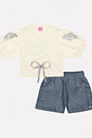 CONJ BLUSA E SHORTS NATURAL/AZ JEANS MED