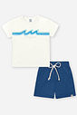 Conjunto Infantil Divertto Casual Arrumadinho com Camiseta em Meia Malha e Bermuda em Nylon Melange NATURAL/AZ DENIM