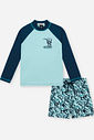 Conjunto Infantil UV Jurassic World Raptor Boardshort Verde