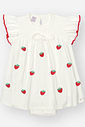 Vestido Body Bebê Menina em Cotton Bordado – Body Vestido Infantil Cinti Baby NATURAL/VM MARTE
