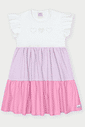 Vestido Infantil Color Block 3 Corações Branco Abrange