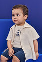 Conjunto Bebê Menino Camisa Alfaiataria Linho, Camiseta Holidays e Bermuda Marinho