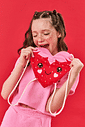 Conjunto Infantil Menina Blusa; Short E Mochila Strawberry Rosa E Vermelho Cinti