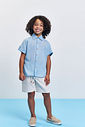 Camisa Infantil Masculina em Tricoline Denim Azul