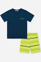 Conjunto Infantil Camiseta Summer e Bermuda Listrada Citrus