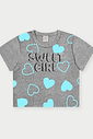 Conjunto Infantil Menina Corações Sweet Girl Azul Abrange