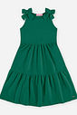 Vestido Infantil Menina Verde em Moletinho com Laços e Glitter