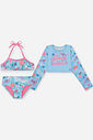 Biquíni Infantil em Malha UV com Estampa de Conchas e Fundo do Mar – Moda Praia Menina Verão com Blu AZUL PORCELANA