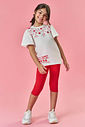 Conjunto Infantil Menina Tutti-Frutti Blusa E Calça Capri Vermelho Mundo Cinti