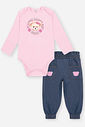 Conjunto em Molecotton Bebê Menina Ursa In Love Mundo Cinti