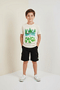 Conjunto Praia Camiseta E Bermuda Cinza E Preto Abrange