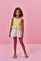 Conjunto Infantil Menina Regata Cropped Lemon e Short Branco