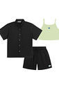 Conjunto Teen Feminino Camisa, Short E Top Preto E Verde Dway