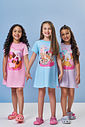 Camisola Infantil em Meia Malha – Pijama Menina Verão com Estampa de Cachorrinhos AZUL PORCELANA