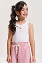 Conjunto Infantil com Regata em Cotton e Shorts Listrado – Look Menina Verão com Bordado Vazado e St NATURAL/RS CRUSH