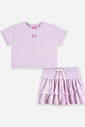 Conjunto Infantil Menina Blusa Boxy e Saia-Short com Babados Lilás
