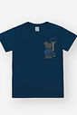 Camiseta Infantil Casual com Estampa de Animais da Savana em Meia Malha AZUL MARINHO