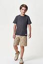 Conjunto Menino Camiseta Chumbo e Bermuda Palmas Latte