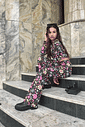 Conjunto Blusa Boxy E Calça Boot Cut Total Print Preto Dway