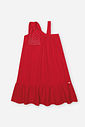 Vestido Infantil em Moletinho Waffle – Vestido Menina Verão de Um Ombro Só com Strass VERMELHO MARTE