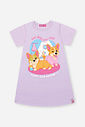 Camisola Infantil em Meia Malha – Pijama Menina Verão com Estampa de Cachorrinhos LILAS BRUMA