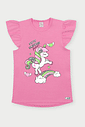 Conjunto Infantil Menina Unicórnio Listrado Rosa Abrange