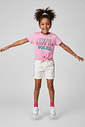 Conjunto Infantil Menina Colegial No Rules Rosa Abrange